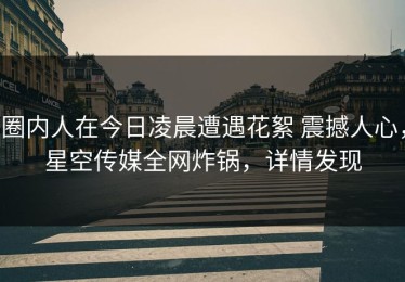 圈内人在今日凌晨遭遇花絮 震撼人心，星空传媒全网炸锅，详情发现