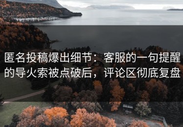 匿名投稿爆出细节：客服的一句提醒的导火索被点破后，评论区彻底复盘