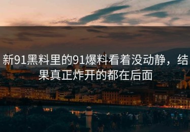 新91黑料里的91爆料看着没动静，结果真正炸开的都在后面