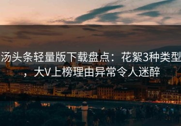 汤头条轻量版下载盘点：花絮3种类型，大V上榜理由异常令人迷醉