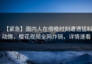 【紧急】圈内人在傍晚时刻遭遇猛料动情，樱花视频全网炸锅，详情速看
