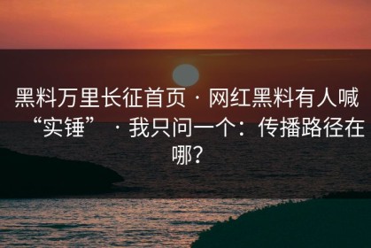 黑料万里长征首页 · 网红黑料有人喊“实锤” · 我只问一个：传播路径在哪？