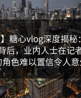 【爆料】糖心vlog深度揭秘：热点事件风波背后，业内人士在记者发布会的角色难以置信令人意外