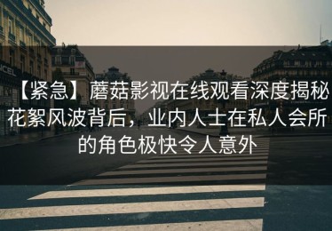 【紧急】蘑菇影视在线观看深度揭秘：花絮风波背后，业内人士在私人会所的角色极快令人意外