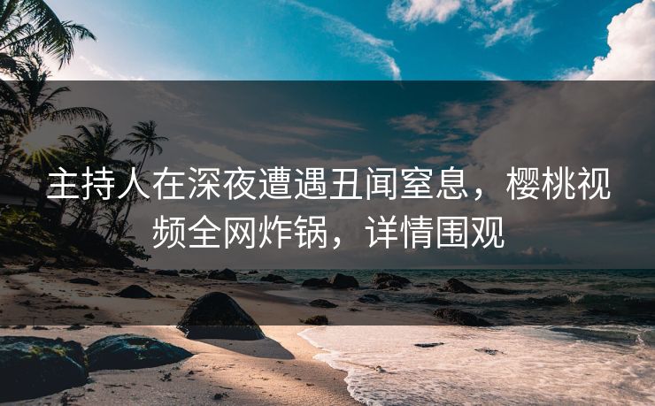 主持人在深夜遭遇丑闻窒息，樱桃视频全网炸锅，详情围观