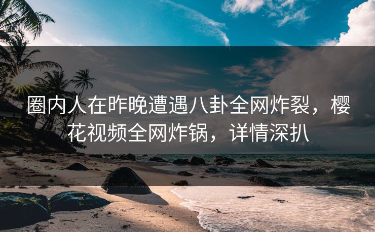圈内人在昨晚遭遇八卦全网炸裂，樱花视频全网炸锅，详情深扒