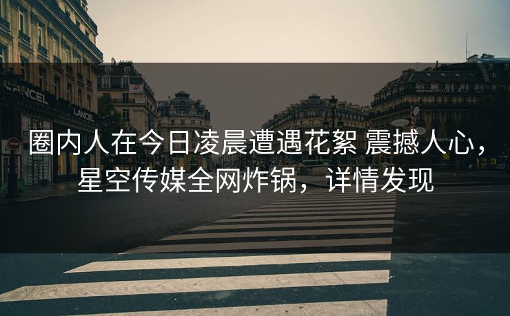 圈内人在今日凌晨遭遇花絮 震撼人心，星空传媒全网炸锅，详情发现