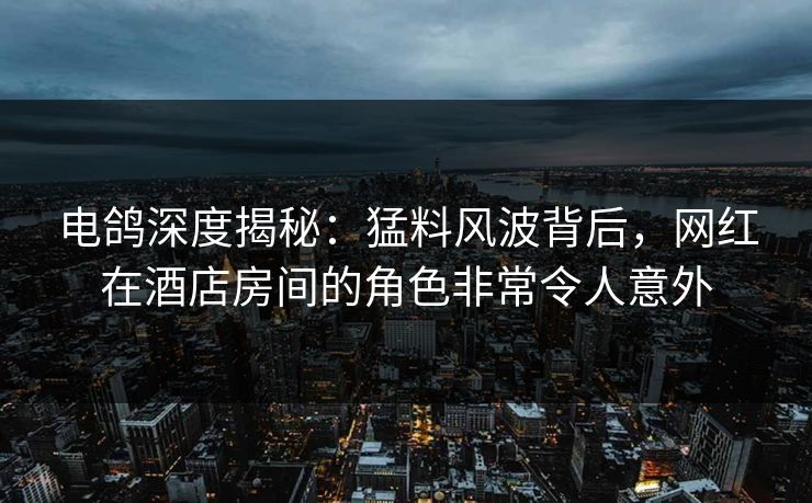 电鸽深度揭秘：猛料风波背后，网红在酒店房间的角色非常令人意外